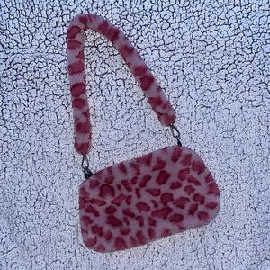 SHEIN | Y2K Fluffy Pink Leopard Print Shoulder Bag